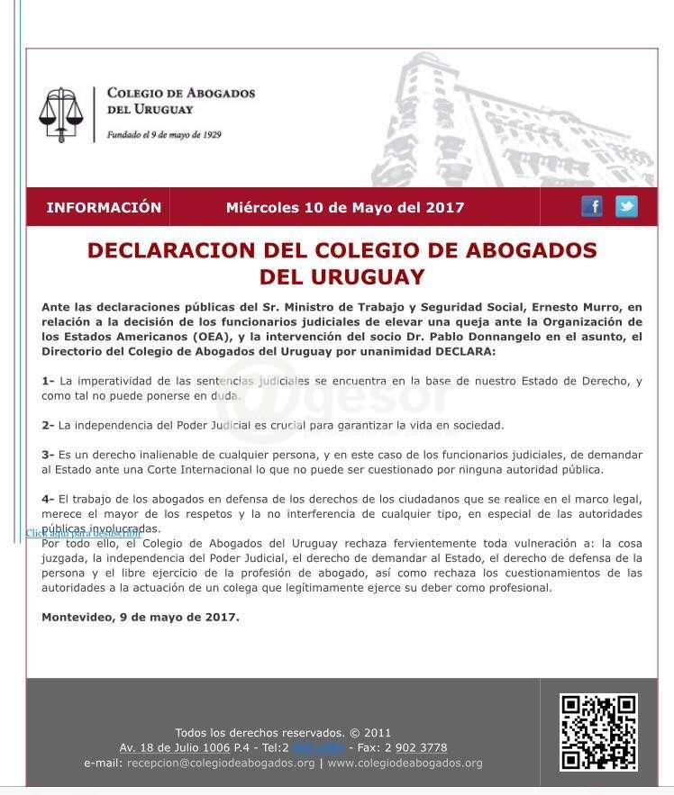 También hacia el derecho de demandar al Estado, el derecho de defensa de la persona y el libre ejercicio de la profesión de abogado, todo ello en apoyo a lo actuado por los funcionarios judiciales